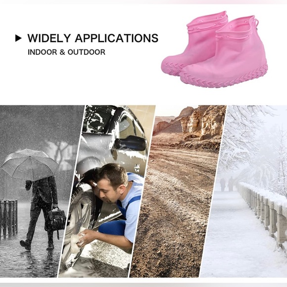 Waterproof Silicone Shoe Covers Reusable Non-Slip Rubber Rain Shoes 3 Pairs NEW - Picture 2 of 8